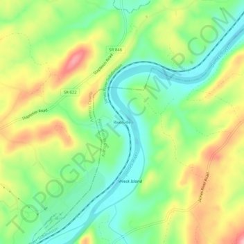 Mappa topografica Riverville, altitudine, rilievo
