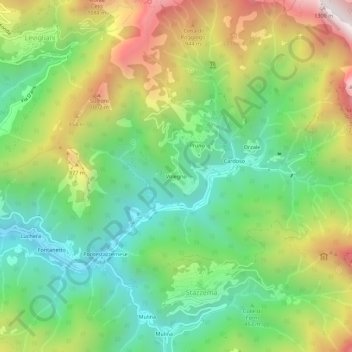 Mappa topografica Volegno, altitudine, rilievo