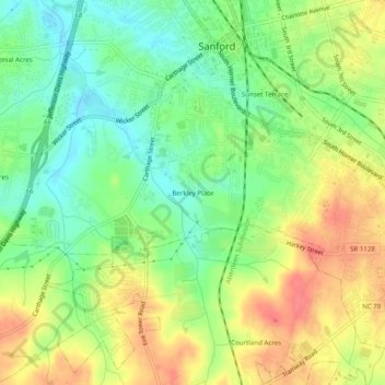 Mappa topografica Berkley Place, altitudine, rilievo