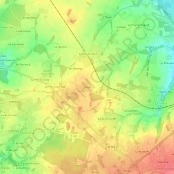 Mappa topografica Tréfort, altitudine, rilievo
