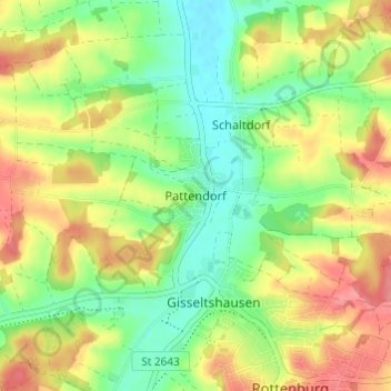 Mappa topografica Pattendorf, altitudine, rilievo