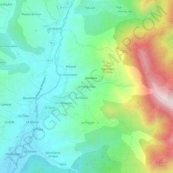 Mappa topografica Le Pré du Riou, altitudine, rilievo
