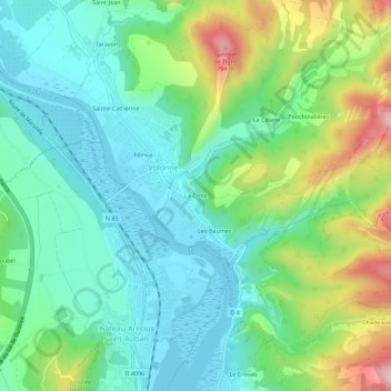 Mappa topografica La Croix, altitudine, rilievo