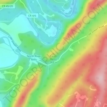 Mappa topografica Raven Rocks, altitudine, rilievo