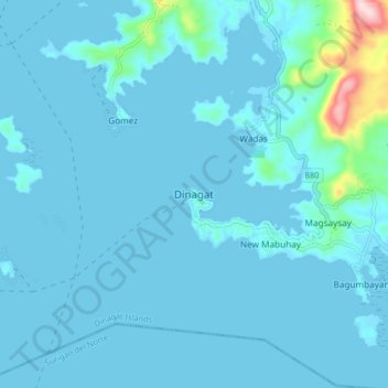 Mappa topografica Dinagat, altitudine, rilievo
