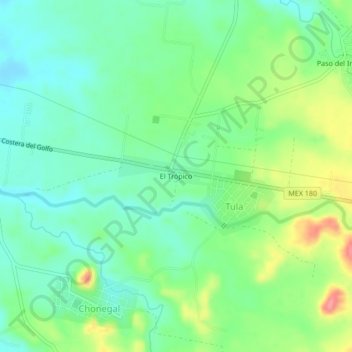 Mappa topografica El Trópico, altitudine, rilievo
