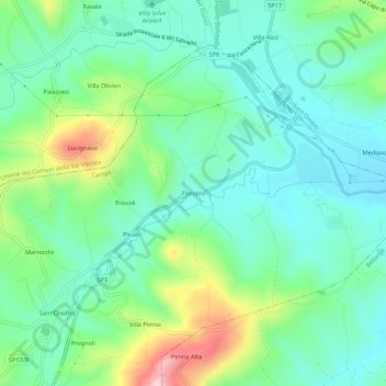 Mappa topografica Floriano, altitudine, rilievo