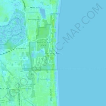 Mappa topografica Manhattan Beach, altitudine, rilievo