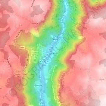 Mappa topografica Saint-Prejet, altitudine, rilievo