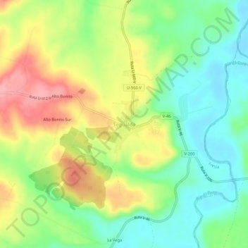 Mappa topografica Tegualda, altitudine, rilievo