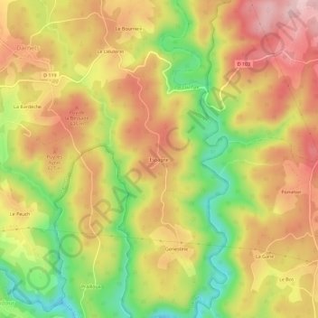 Mappa topografica Espagne, altitudine, rilievo