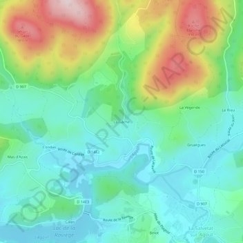 Mappa topografica La Gâche, altitudine, rilievo