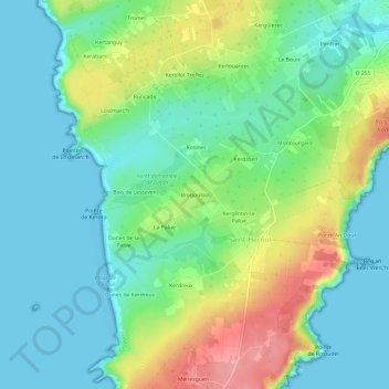 Mappa topografica Bregoulou, altitudine, rilievo