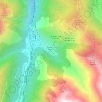 Mappa topografica Vives, altitudine, rilievo