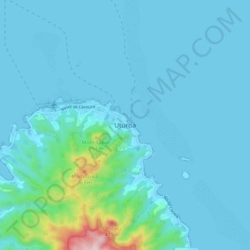 Mappa topografica Uturoa, altitudine, rilievo