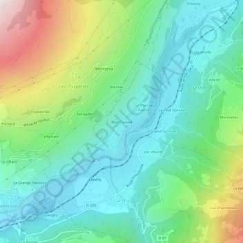 Mappa topografica Bonconseil, altitudine, rilievo