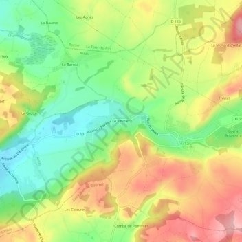 Mappa topografica Le Revolet, altitudine, rilievo