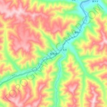 Mappa topografica 尼巴镇, altitudine, rilievo