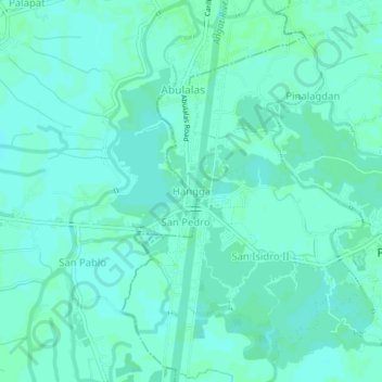Mappa topografica Hangga, altitudine, rilievo