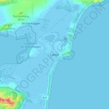 Mappa topografica Lobbe, altitudine, rilievo