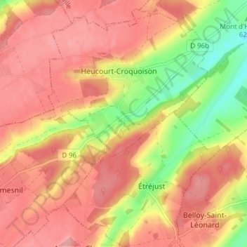 Mappa topografica Croquoison, altitudine, rilievo