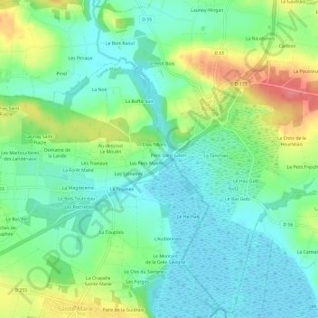 Mappa topografica Saint-Julien, altitudine, rilievo