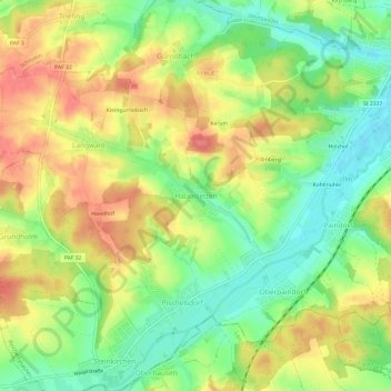 Mappa topografica Haunstetten, altitudine, rilievo