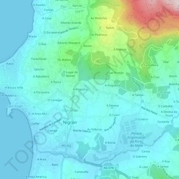 Mappa topografica Grolos, altitudine, rilievo