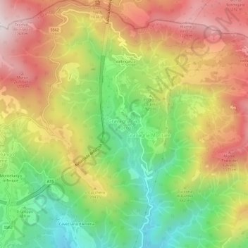 Mappa topografica Gravagna San Rocco, altitudine, rilievo
