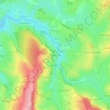 Mappa topografica Moulin la Cour, altitudine, rilievo