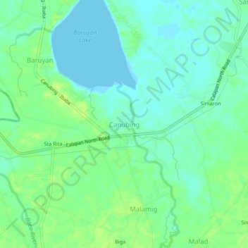 Mappa topografica Canubing, altitudine, rilievo