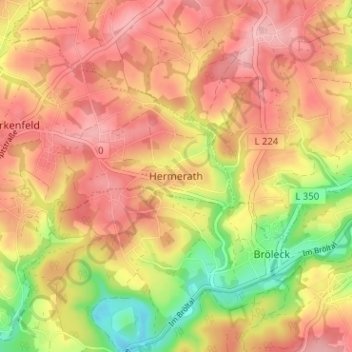 Mappa topografica Hermerath, altitudine, rilievo