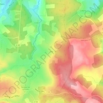 Mappa topografica Gely, altitudine, rilievo