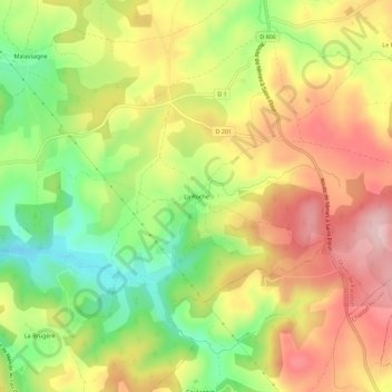 Mappa topografica La Roche, altitudine, rilievo