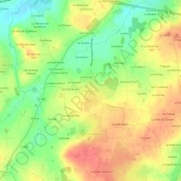 Mappa topografica Maroué, altitudine, rilievo