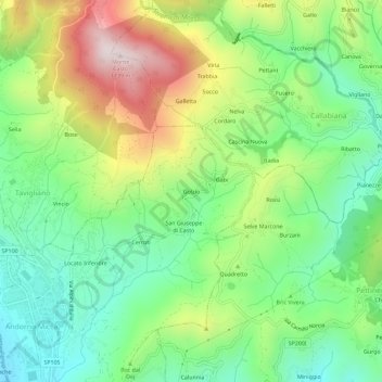 Mappa topografica Golzio, altitudine, rilievo
