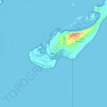 Mappa topografica Barú, altitudine, rilievo
