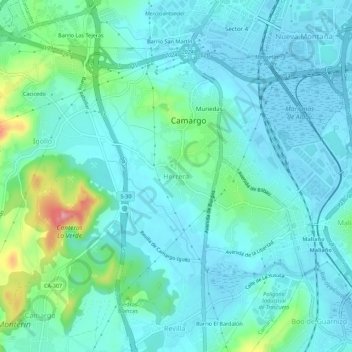 Mappa topografica Herrera, altitudine, rilievo