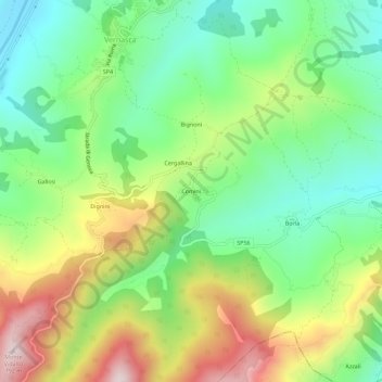 Mappa topografica Comini, altitudine, rilievo