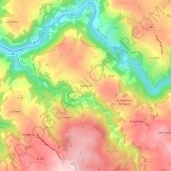Mappa topografica Montillas, altitudine, rilievo