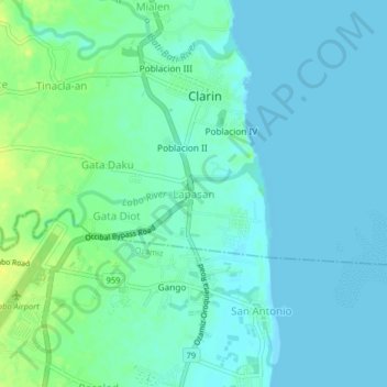 Mappa topografica Lapasan, altitudine, rilievo