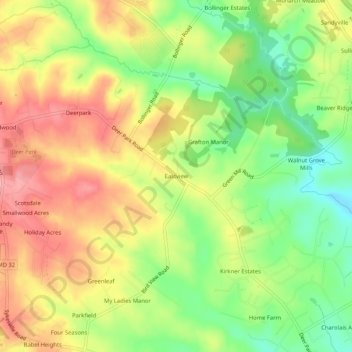 Mappa topografica Eastview, altitudine, rilievo