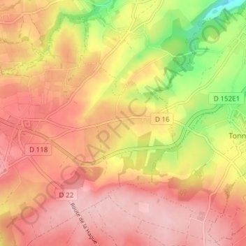 Mappa topografica La Rue d'Ozouville, altitudine, rilievo