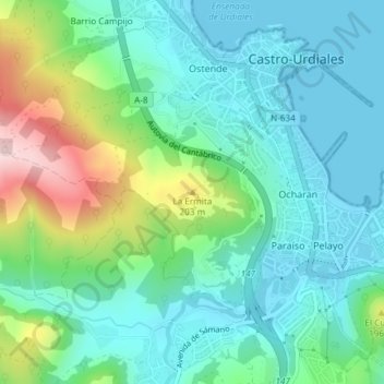 Mappa topografica La Ermita, altitudine, rilievo