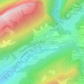 Mappa topografica Forgeassoud-dessus, altitudine, rilievo