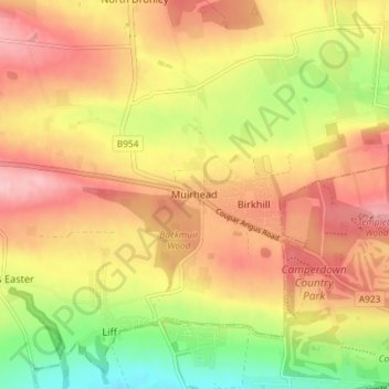 Mappa topografica Muirhead, altitudine, rilievo