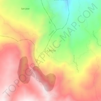 Mappa topografica La Mesa, altitudine, rilievo
