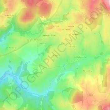 Mappa topografica Le Four, altitudine, rilievo
