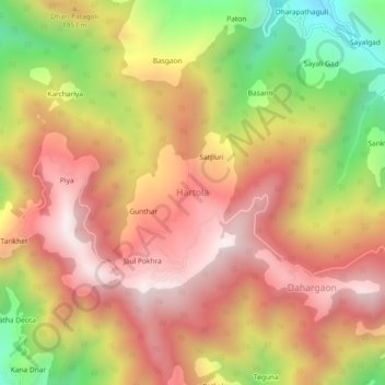 Mappa topografica Hartola, altitudine, rilievo