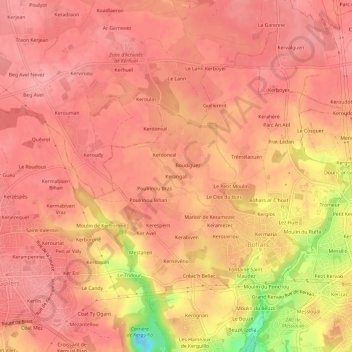 Mappa topografica Kerangall, altitudine, rilievo
